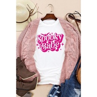 White Spooky Babe Bat Print Halloween Crewneck T Shirt - 2XL thumbnail