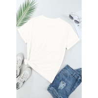 White Casual Plain Crew Neck Tee - 2XL thumbnail