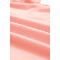 Pink Casual Plain Crew Neck Tee - M thumbnail