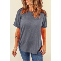 Gray Casual Plain Crew Neck Tee - XL thumbnail