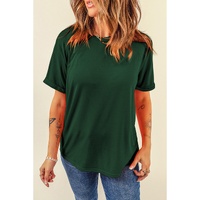 Green Casual Plain Crew Neck Tee - S thumbnail