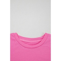 Sachet Pink Bright Casual Plain Crew Neck Tee - 2XL thumbnail