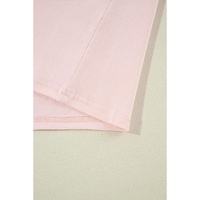 Pink Color Block Stitching Sleeve Round Neck Oversize Top - 2XL thumbnail