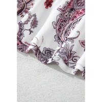 White Vintage Paisley Mock Neck T Shirt - L thumbnail