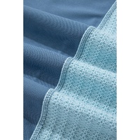 Dusk Blue Colorblock Stitching Patchwork Buttoned Long Sleeve Top - L thumbnail