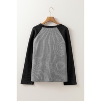 High Waffle Knit Colorblock Star Patch Graphic Raglan Top - L thumbnail