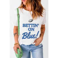 White Rugby Football BETTIN ON Blue Graphic Crewneck T Shirt - XL thumbnail