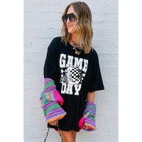 Black GAME DAY Checkerboard Rugby Football Helmet T Shirt - S thumbnail