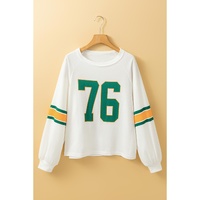 White Number 76 Printed Retro Sporty Long Sleeve Top - S thumbnail