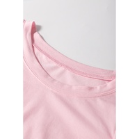 Light Pink Scoop Neck Bubble Sleeve Tee - L thumbnail