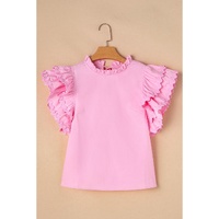 Bonbon Ricrac Ruffled Sleeve Frilled Collar Blouse - L thumbnail