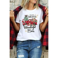 White Christmas Pattern Slogan Print Crew Neck T Shirt - M thumbnail
