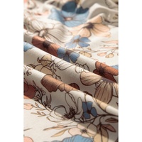 Khaki Floral Print Loose Crew Neck Long Sleeve T Shirt - L thumbnail