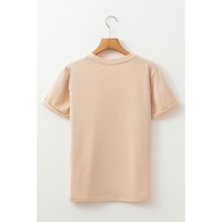 Khaki Thanksgiving Bowknot Turkey Graphic Crewneck Tee - L thumbnail