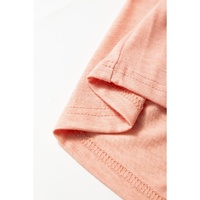Fushia Smocked Front V Neck Pleated Babydoll Short Sleeve Top - L thumbnail