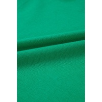 Dark Green Embroidered Ruffled Sleeve Slim Fit Crew Neck Top - L thumbnail