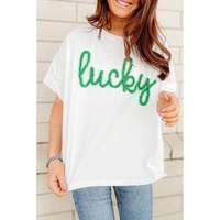 White Lucky Tinsel Graphic St Patrick Fashion Tee - XL thumbnail