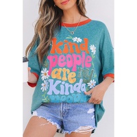 Dusk Blue Kind People are My Kind People Graphic Oversized Tee - L thumbnail