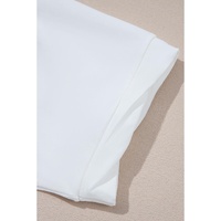 White Loose Half Sleeve Hi Low Hem T Shirt - L thumbnail