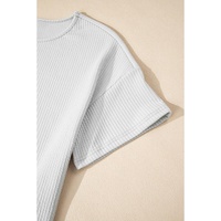 Light Grey Textured Loose T Shirt - L thumbnail