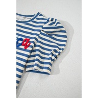 Blue Stripe America Cursive Graphic Puff Sleeve T-shirt - XL thumbnail
