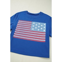 Real Teal American Flag Pattern Crewneck Tee - L thumbnail