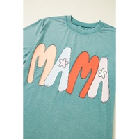 Sea Green MAMA Printed Mineral Wash Crewneck T Shirt - L thumbnail