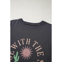 Dark Grey RISE WITH THE SUN Western Fashion Graphic Tee - L thumbnail