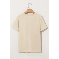 Beige LIVE YOUR BEST LIFE Crew Neck Western Graphic Tee - M thumbnail