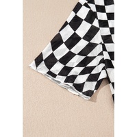 Black Checker Mesh Crew Neck T Shirt - L thumbnail
