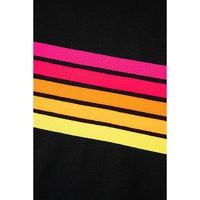 Black Striped Patch Front Casual Tee - L thumbnail