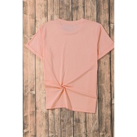 Pink Summer Food Bow Crawfish Printed T Shirt - M thumbnail