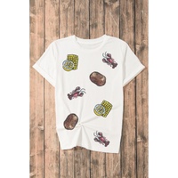 White Sequin Crawfish Potato Lemon Corn Graphic Crewneck T Shirt - 2XL thumbnail