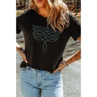 Black Western Fashion Geometric Embroidered T Shirt - 2XL thumbnail