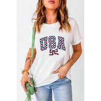 White Checkered USA Graphic Casual Tee - 3XL thumbnail