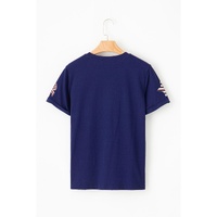 Blue Sequin USA Flag Bow Star Graphic Crewneck T Shirt - S thumbnail