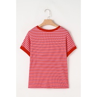 Pink Stripe Sequined Star Independence Knitted Summer T Shirt - M thumbnail