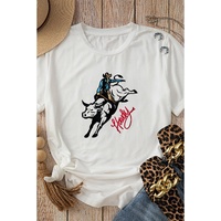 White Cowboy Howdy Embroidered Western Fashion T Shirt - XL thumbnail