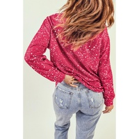 Red Tie-dyed Crew Neck Pullover Sweatshirt - S thumbnail