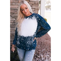 Navy Tie-dyed Crew Neck Pullover Sweatshirt - L thumbnail