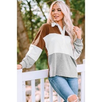 Azura Exchange Colorblock Pullover Sweatshirt with Turn-down Collar - M thumbnail
