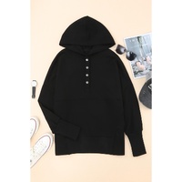 Azura Exchange Batwing Sleeve Hoodie with Pocketed Henley - S thumbnail