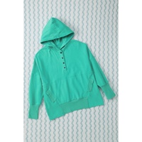 Azura Exchange Batwing Sleeve Pocketed Henley Hoodie - S thumbnail