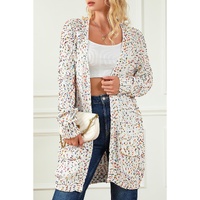 White Rainbow Popcorn Speckles Open Front Cardigan - S thumbnail