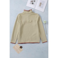 Azura Exchange Contrast Binding Snap Button Geometric Pullover Sweatshirt - S thumbnail