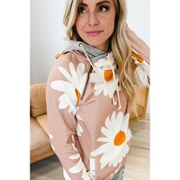 Azura Exchange Daisy Print Doublehood Sweatshirt - M thumbnail