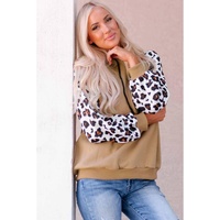 Azura Exchange Leopard Bishop Sleeve Hooded Sweatshirt - M thumbnail