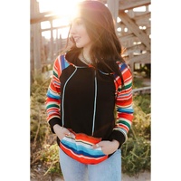 Azura Exchange Striped Patchwork Kangaroo Pocket Hoodie - S thumbnail