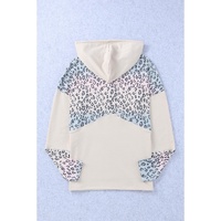 Azura Exchange Leopard Patchwork Hooded Sweatshirt with Pocket - L thumbnail