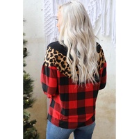 Azura Exchange Chevron Plaid Leopard Patchwork Turtleneck Sweatshirt - M thumbnail